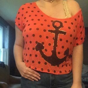 *BLACK FRIDAY SALE* Anchor polka dot crop top